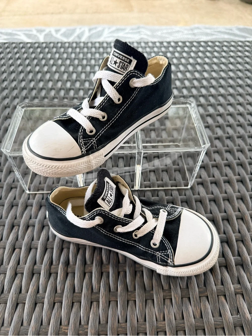 Converse All Star Kids Low Top Sneakers Black White Size 10 Toddler